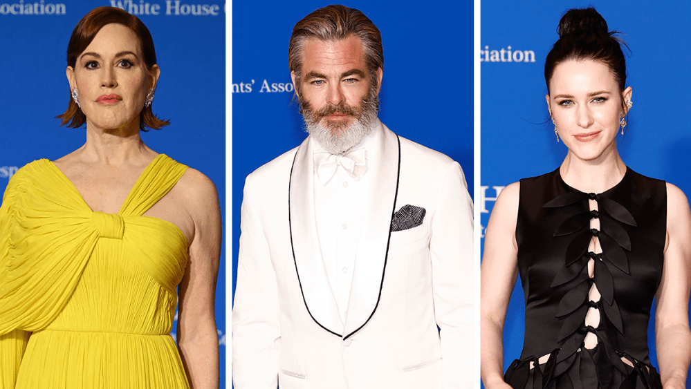 Molly Ringwald, Chirs Pine, Rachel Brosnahan, White House Correspondents Dinner 2024 at The Washington Hilton on April 27 in Washington, DC.