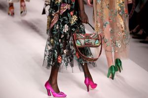 A model, bag detail, walks the runway at the Fendi show during Milan Fashion Week Spring/Summer 2019 on September 20, 2018 in Milan, Italy.