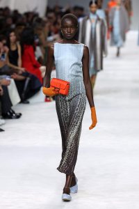 A model walks the runway at the Fendi fashion show during the Milan Fashion Week Womenswear Spring/Summer 2024 on September 20, 2023 in Milan, Italy.