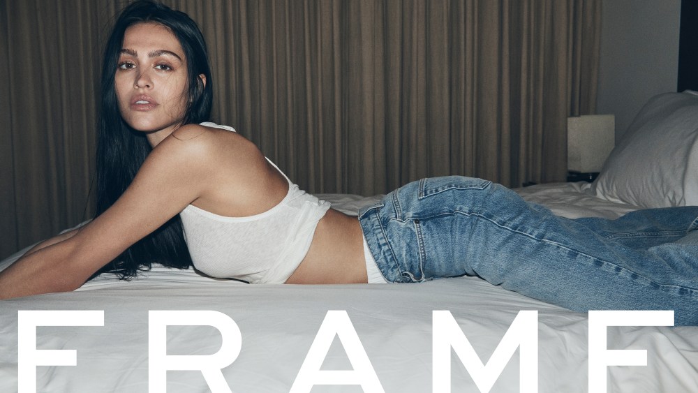 Amelia Gray, the 22-year-old model, actress and the daughter of actors-turned-reality TV stars Lisa Rinna and Harry Hamlin, poses in the Spring 2024 campaign shot by Erik Torstensson, Frame co-founder and chief creative officer.