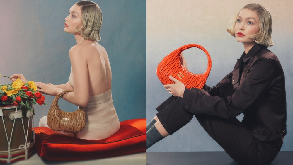 Gigi Hadid modeling for Miu Miu, Yevonde photographer, steven meisel
