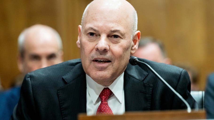 Louis DeJoy, Postmaster General and CEO, United States Postal Service, speaking at a hearing of the Senate Homeland Security and Governmental Affairs Committee at the U.S. Capitol.