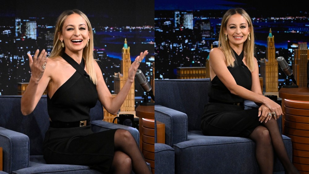 Actress Nicole Richie wears saint laurent bodysuit during an interview on Tuesday, April 9, 2024