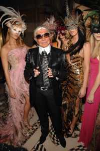 Roberto Cavalli dressed as Karl Lagerfeld at his Halloween Party at Cipriani's in New York City in 2007.
