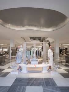 The Thom Browne’s Exclusive Women’s Collection display in Saks.