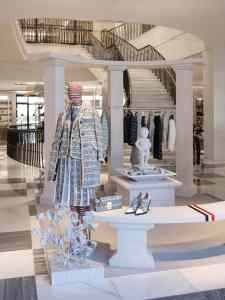 The Thom Browne’s Exclusive Women’s Collection display in Saks.
