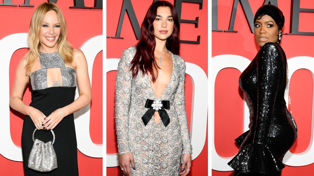 (L-R): Kylie Minogue, Dua Lipa and Fantasia Barrino attends the 2024 TIME100 Gala at Jazz at Lincoln Center on April 25, 2024 in New York City, best dressed, red carpet