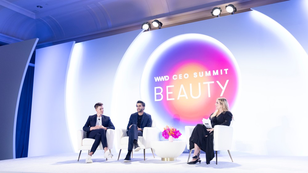 Caspar Lee, co-founder of influencer.com, Armaan Mehta, co-founder of Odore, with Kathryn Hopkins, senior beauty editor of WWD.