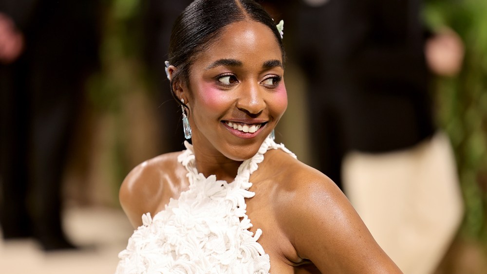 Ayo Edebiri at the 2024 Met Gala: "Sleeping Beauties: Reawakening Fashion" on May 6 in New York, Loewe, lace gown, red carpet, Vogue, 3D