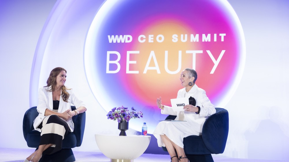 Brooke Shields and Jenny B. Fine at WWD's Beauty CEO Summit in Miami.
