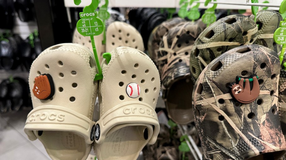 Crocs shoes are displayed in a Crocs store at the Great Mall Milpitas in California.