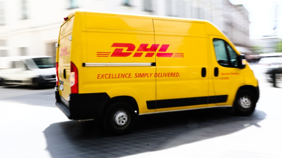 DHL logo is seen on a car in Krakow, Poland on May 31, 2022. (Photo by Jakub Porzycki/NurPhoto)