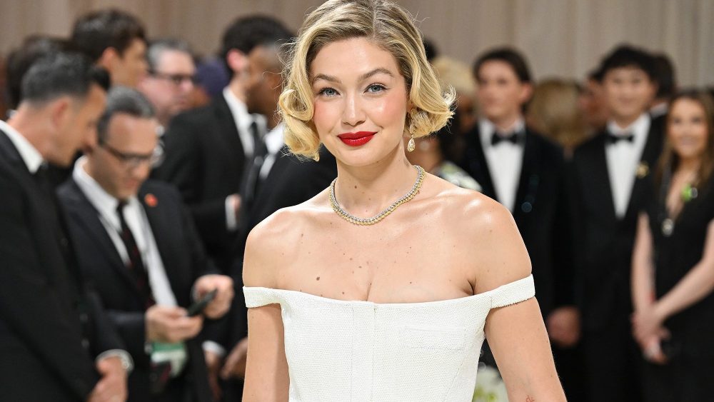 Gigi Hadid at the 2024 Met Gala: "Sleeping Beauties: Reawakening Fashion" on May 6 in New York, red carpet, Vogue, Thom Browne, Chopard