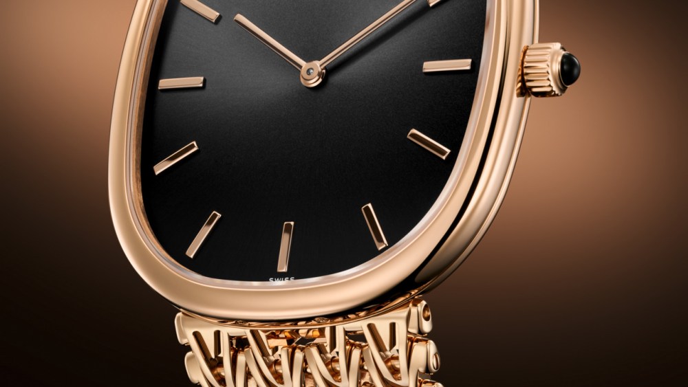 Patek Philippe Ref. 5178/1R Golden Ellipse in rose gold with ebony black sunburst dial.