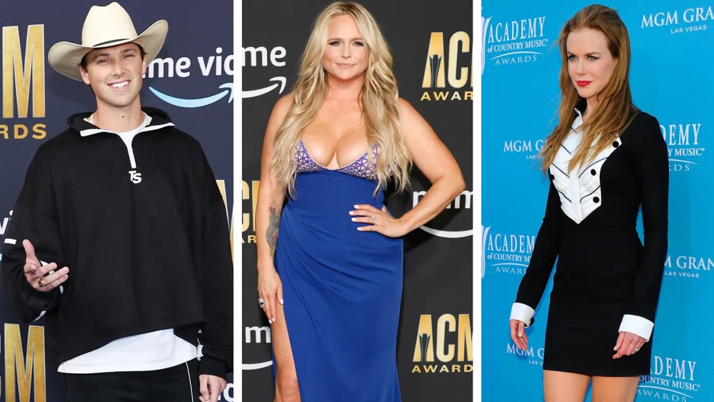 acm awards worst dressed country music artist celebrity red carpet outfits, FRISCO, TEXAS - MAY 11: (L-R) Brendan McLoughlin and Miranda Lambert attend the 58th Academy Of Country Music Awards at The Ford Center at The Star on May 11, 2023 in Frisco, Texas. (Photo by Jason Kempin/Getty Images), nicole kidman,