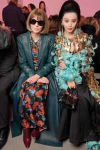 Anna Wintour and Fan Bingbing at Giambattista Valli Fall 2023 Ready To Wear Fashion Show on March 3, 2023 at the Musee d'Art Moderne in Paris, France.