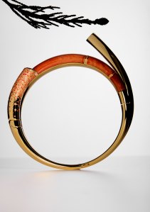 Tabayer 18-karat gold, red jasper, sapphire and brown diamonds pavé necklace.