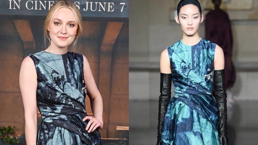 dakota fanning, erdem dress fall 2024 ready-to-wear collection, the watched premiere red carpet london