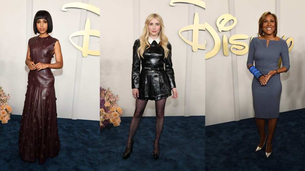 Kerry Washington, Emma Roberts and Robin Roberts at the Disney 2024 upfront presentation held at North Javits Center on May 14, 2024 in New York City.