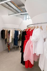 Cone-shaped features are a foil for frilly fashions.