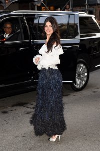 Camila Morrone in Altuzarra at The Carlyle Hotel before the 2024 Met Gala