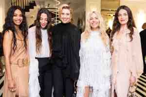 Zoe Saldana, Chemena Kamali, Greta Gerwig, Sienna Miller and Emma Mackey at The Mark Hotel before the 2024 Met Gala all in Chloé