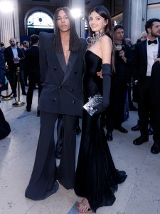Olivier Rousteing and Alisa Volskaya at the Paris for Good charity fundraiser held at the Place Vendôme on May 16, 2024 in Paris, France.