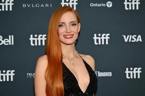 Jessica Chastain in Bulgari at the "Memory" screening at the 48th Annual Toronto International Film Festival held at the Royal Alexandra Theatre on September 12, 2023 in Toronto, Canada.