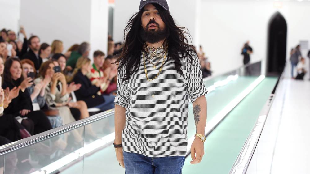 Alessandro Michele on the runway at the Gucci Spring 2020 show