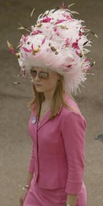 An unidentified racegoer wears a fancy Hat at Royal Ascot on June 21, 2003 in Ascot, England.