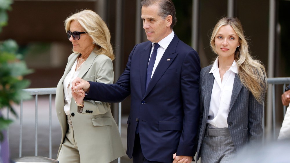 WILMINGTON, DELAWARE - JUNE 11: (L-R) First lady Jill Biden, Hunter Biden, son of U.S. President Joe Biden, joined by his wife Melissa Cohen Biden, leave the J. Caleb Boggs Federal Building on June 11, 2024 in Wilmington, Delaware. A federal jury has convicted Hunter Biden on all three federal felony gun charges he faced. (Photo by Anna Moneymaker/Getty Images)