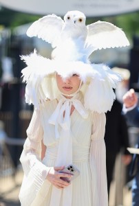 A racegoer attends day three of Royal Ascot 2024 at Ascot Racecourse on June 20, 2024 in Ascot, England.