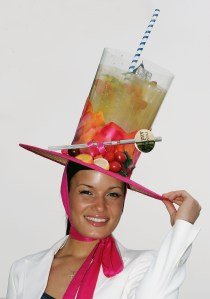 Elisa McNally from Suffolk wears a Twinings Tea hat on the third day of Royal Ascot 2005, Ladies? Day, at York Racecourse on June 16, 2005 in York, England.  One of the highlights of the racing and social calendars, Royal Ascot was founded in 1711 by Queen Anne and royal patronage continues to the present day with a Royal Procession taking place in front of the grandstands each day.  This year's Royal Meeting is relocated to York Racecourse due to a major redevelopment programme at Ascot, due to re-open in 2006.