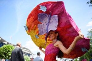 A racegoer wears an outsize hat for Ladies Day during Royal Ascot Day 3 at Ascot Racecourse on June 21, 2018 in Ascot, United Kingdom. Royal Ascot is Britain's most valuable race meeting, attracting many of the world's finest racehorses to compete for more than £7.3m in prize money.