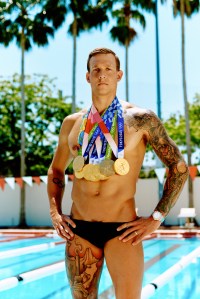 Caeleb Dressel wears the Omega Seamaster Diver “Paris 2024” watch in 42mm.