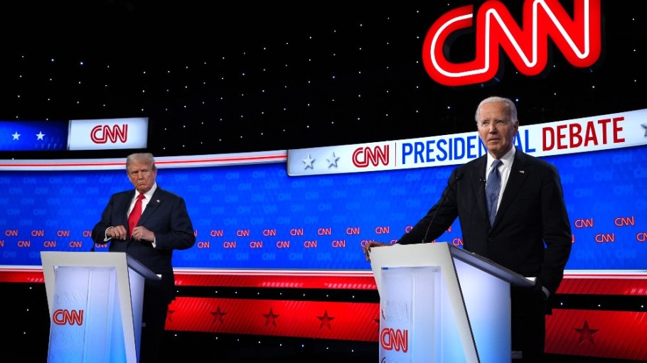 Donald Trump and President Joe Biden on the CNN debate stage in Atlanta, Ga. on Thursday.