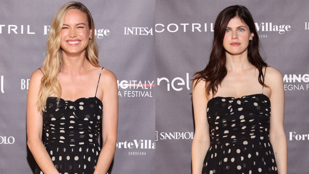 Alexandra Daddario and Brie Larson attend the press conference of the Filming Italy 2024 on June 20, 2024 in Cagliari, Italy.