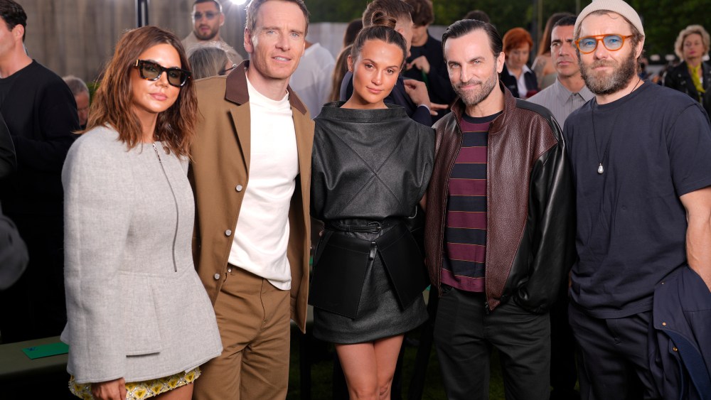 Christine Centenera, Michael Fassbender, Alicia Vikander, Nicolas Ghesquière, and Joel Edgerton at the Louis Vuitton Men’s Spring 2025 Ready-to-Wear Show