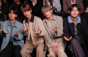 Taehyun, Soobin, Huening Kai and Yeonjun of Tomorrow X Together band at Dior Men Spring 2025 Men's Collection