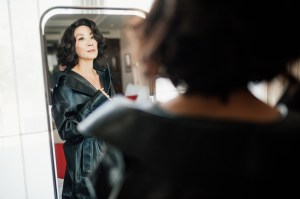 A look at Michelle Yeoh getting ready for the the Balenciaga show in Paris, France.