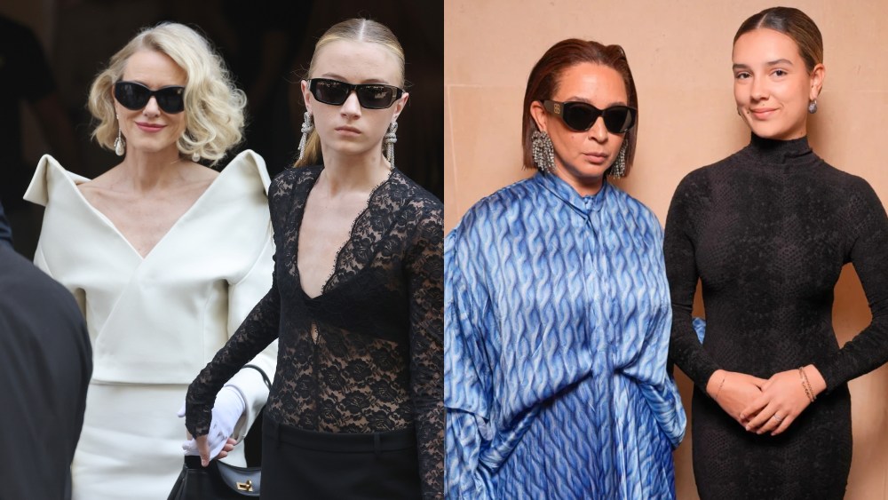 (L-R) Naomi Watts, Kai Schreiber, Maya Rudolph and Minnie Pearl Anderson attend the Balenciaga Fall 2024 Couture on June 26 during Paris Fashion Week.