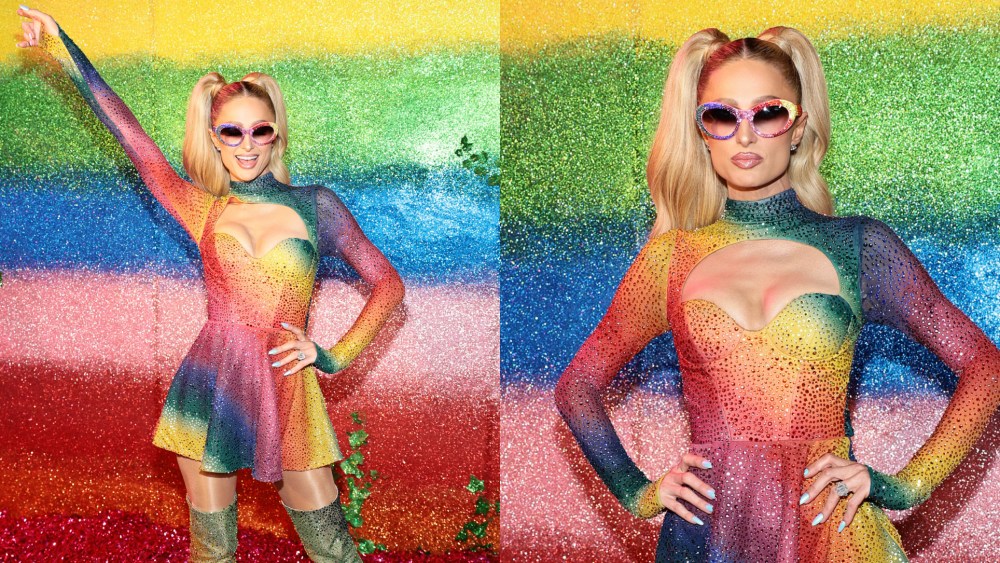 Paris Hilton at the Alice + Olivia by Stacey Bendet's Pride party.