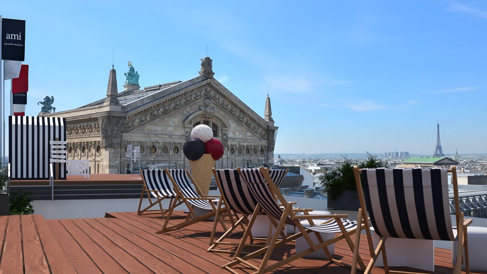 "La Plage AMI" rooftop at Galeries Lafayette in Paris.