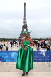 PARIS, FRANCE - JULY 26: Cynthia Erivo attends the red carpet ahead of the opening ceremony of the Olympic Games Paris 2024 on July 26, 2024 in Paris, France. (Photo by Matthew Stockman/Getty Images)