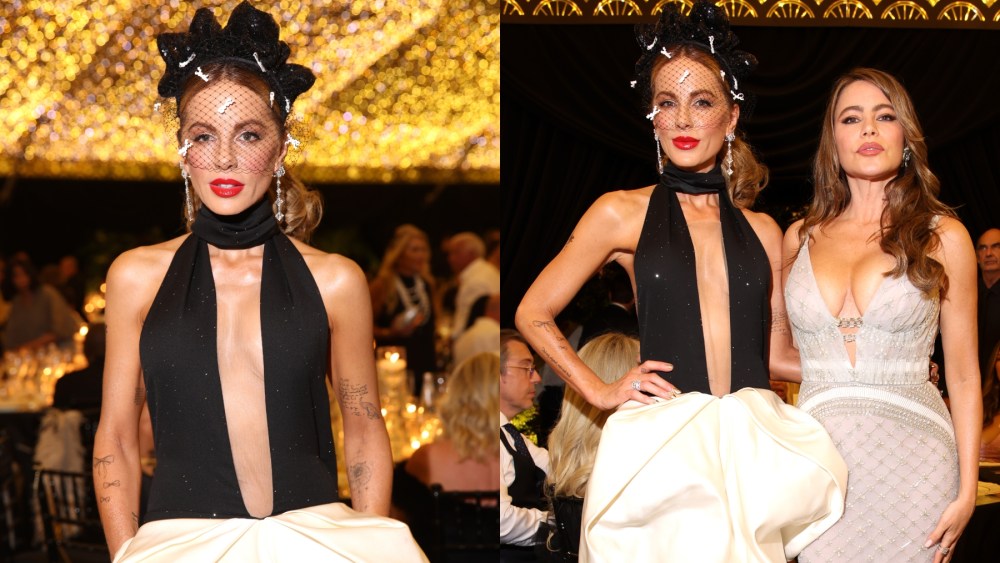 Kate Beckinsale attends the The Fab Thirties on July 21 in Forte dei Marmi, Italy, retro, vintage, Reem Acra with sofia vergara