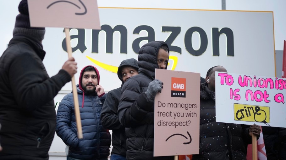 GMB claims warehouse managers hit workers with an “unrelenting campaign” of anti-union messages and threats of withholding pay raises.