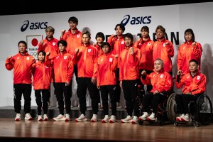 Japan's national team athletes attend a press conference unveiling Japan's uniform for the 2024 Paris Olympic and Paralympic Games in Tokyo on April 17, 2024. (Photo by Philip FONG / AFP) (Photo by PHILIP FONG/AFP via Getty Images), best olympics paris 2024 uniforms