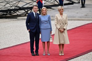 President Emmanuel Macron, Brigitte Macron and First Lady Jill Biden (