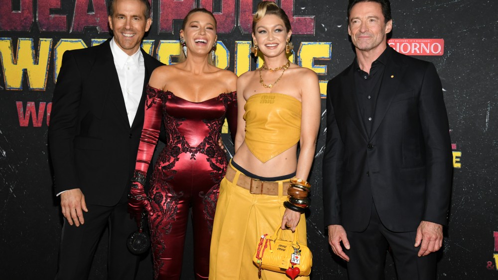 Ryan Reynolds, Blake Lively, Gigi Hadid, and Hugh Jackman at the Marvel Studios’ “Deadpool & Wolverine” World Premiere held at David H. Koch Theater on July 22, 2024 in New York, New York.