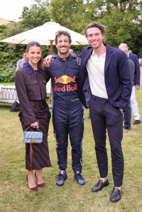 CHICHESTER, ENGLAND - JULY 14: (L to R) Marisa Abela, Daniel Ricciardo and Jamie Bogyo attend Cartier Style Et Luxe at the Goodwood Festival of Speed on July 14, 2024 in Chichester, England. (Photo by Max Cisotti/Dave Benett)
